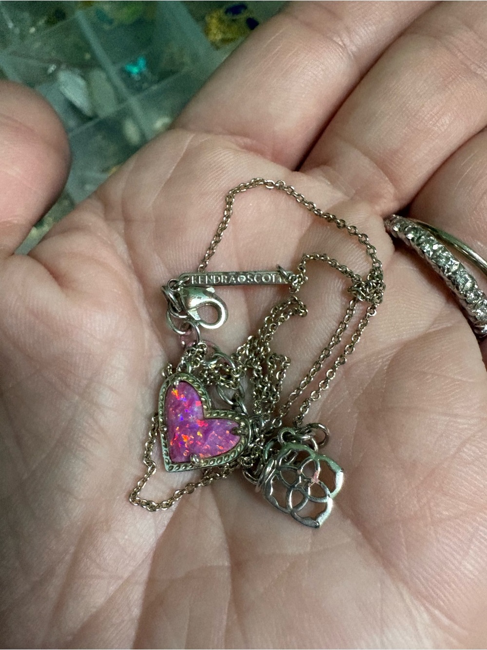 Kendra Scott Pink Purple Heart Ari Necklace